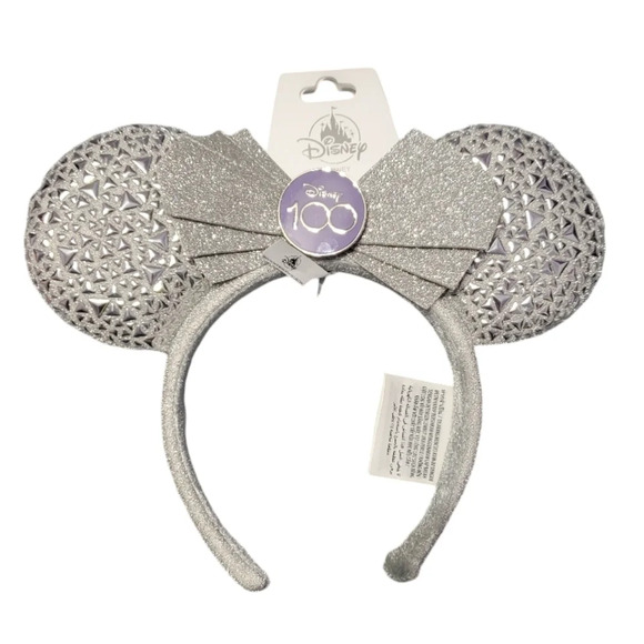 NWT Disney Parks 100 Years Platinum Cast Member Mickey Ears Headband - Picture 1 of 9